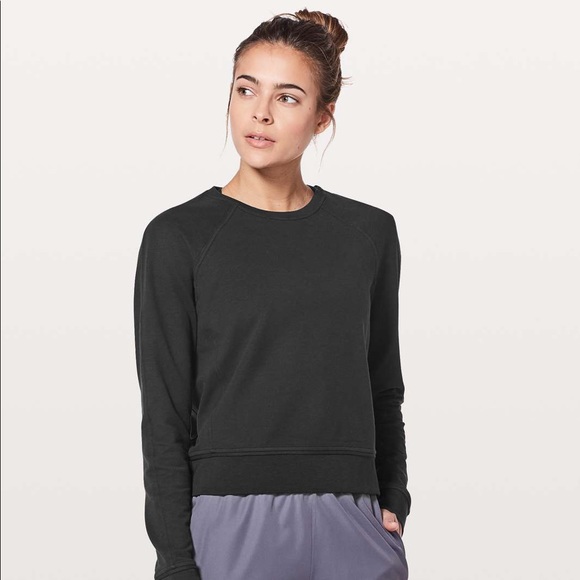 Lululemon cropped crew size 6 black sweatshirt - Picture 1 of 4